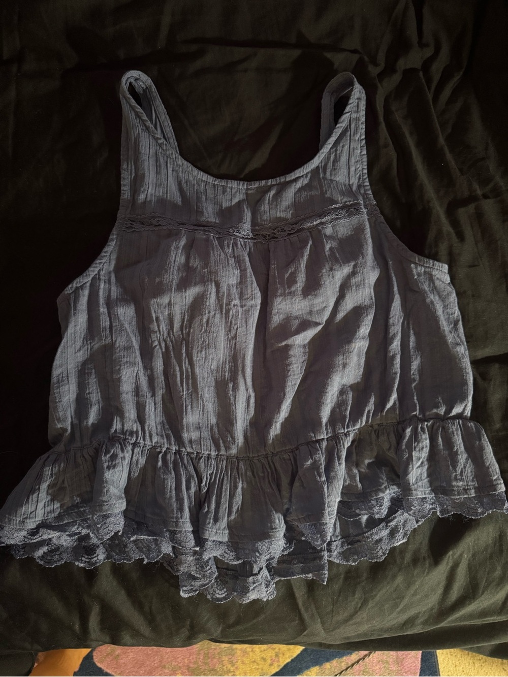 Free People Periwinkle Lace-Trim Button Tank Top - Picture 2 of 2